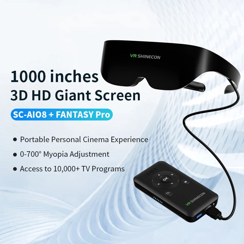 VR head set HD Movie Mobile Smart Screen Android WIFI 3D visor 4K VR Glasses Portable Adult Smart AR Glasses AIO8 FANTASY PRO