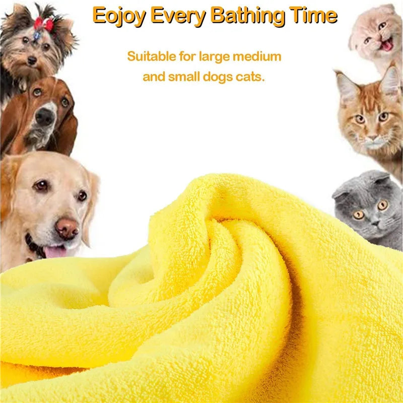 Quick-drying Pet Dog and Cat Towels Soft Fiber Towels Water-absorbent Bath Towel Convenient Pet Shop Cleaning Towel Pet Supplies