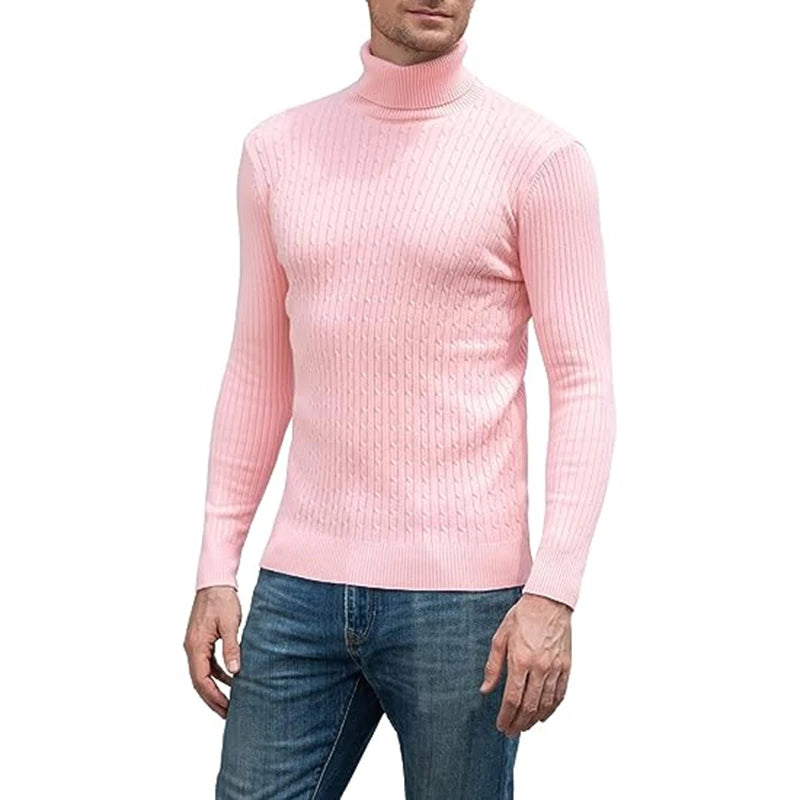 New Men's Turtleneck Sweater Casual Men's Knitted Sweater Warm Fitness Men Pullovers Tops